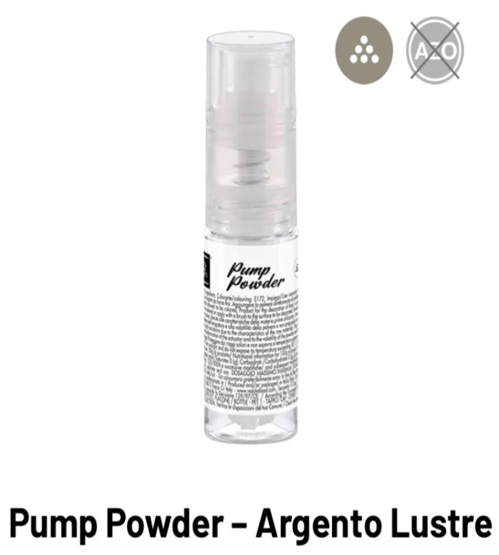 Colorante Pump-powder Argento Lustre spray alimentare gr.10 Volcke - immagine 2