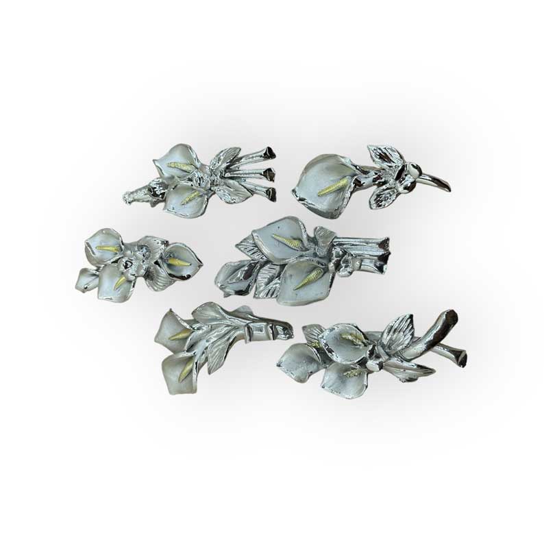 STOCK 6 PZ Fiore in Porcellana Fine Argento – Articolo da Regalo, Home Design - immagine 2